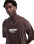 Pull&bear sound on the way STWD printed t-shirt in brown