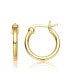 Фото #3 товара Radiant Sterling Silver & 14K Gold Plated Cubic Zirconia Hoop Earrings