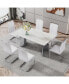 Modern Marble Dining Table with 6 PU Seats Серебристый, 1 Count - фото #2