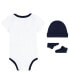 ფოტო #2 პროდუქტის Baby Boys Neutral Logo Bodysuit, Hat and Booties Gift Box Set, 3-Piece