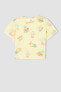 Kız Çocuk Regular Fit Ananas Desenli Kısa Kollu Tişört