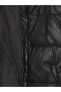 Фото #16 товара XSIDE Kapüşonlu Düz Deri Görünümlü Kadın Şişme Mont