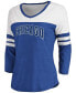 ფოტო #2 პროდუქტის Women's Heathered Royal, White Chicago Cubs Official Wordmark 3/4 Sleeve V-Neck T-shirt