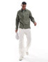 Threadbare long sleeve linen slub shirt with utlity pockets in khaki