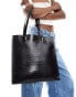 ASOS DESIGN croc laptop compartment tote bag in black