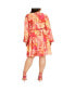 Фото #4 товара Plus Size Mischa Print Sheer Sleeves Mini Dress