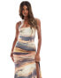 Фото #4 товара ASOS DESIGN square neck strappy back cami maxi dress in sunset print