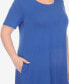 Фото #4 товара Plus Size Short Sleeve Pocket Swing Midi Dress