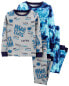 Kid 4-Piece Super Human Blue Tie Dye 100% Snug Fit Cotton Pajamas 6