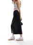 Фото #5 товара Pieces front split denim midi skirt in washed black