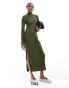 Фото #1 товара Vero Moda Tall rib jersey maxi dress in dark green