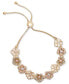 ფოტო #1 პროდუქტის Gold-Tone Imitation Pearl & Crystal Flower Bolo Bracelet, Created for Macy's