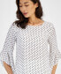 Фото #3 товара Women's Dot-Print Crewneck Ruffle-Sleeve Top, Created for Macy's