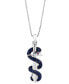 ფოტო #1 პროდუქტის EFFY® Men's Sapphire (5/8 ct. t.w.) & Ruby Accent Snake & Sword 22" Pendant Necklace in Sterling Silver