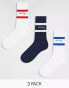 Фото #1 товара Reclaimed Vintage unisex sporty socks 3 pack in multi stripe