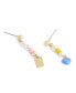 Faux Pearl Signature Charm Mismatched Linear Earrings