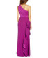 One-Shoulder Satin-Trim Draped Gown