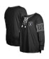 Women's Black Las Vegas Raiders Plus Size Lace-Up Notch Neck Long Sleeve T-shirt