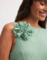 Фото #2 товара NA-KD chiffon ruffle detial midi dress in green