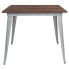 Фото #1 товара 36" Square Silver Metal Indoor Table With Walnut Rustic Wood Top