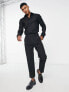 Noak easy iron formal slim fit shirt in sateen twill in black