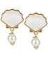 Фото #1 товара Gold-Tone Mother-of-Pearl Shell & Imitation Pearl Drop Earrings