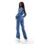 Фото #4 товара In The Style long sleeve denim jumpsuit in blue