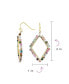 Geometric Wire Wrap Cluster Linear Fish Hook Multi Color Natural Fluorite Long Lightweight Rhombus Shape Dangle Earrings For Women Gold Plated