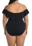 Фото #4 товара La Blanca 292868 Women's Off Shoulder Ruffle One Piece Swimsuit, Black, 4