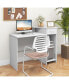 Computer Desk Modern Laptop PC Desk with Adjustable Shelf and Cable Hole-White