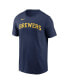 Фото #3 товара Men's Joey Wiemer Navy Milwaukee Brewers Name and Number T-shirt