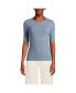 ფოტო #1 პროდუქტის Women's Drapey Rib Skimming Elbow Sleeve Crew Neck T-shirt