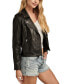 ფოტო #5 პროდუქტის Women's Classic Leather Moto Jacket