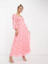 Фото #1 товара ASOS DESIGN sweetheart neckline burnout pleated midi dress in pink