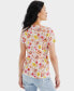 Women's Printed Short-Sleeve Scoop-Neck Top, Created for Macy's