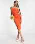 Фото #1 товара Femme Luxe satin ruched strappy midi dress in orange