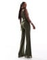 Фото #2 товара ASOS DESIGN mesh twist shoulder wide leg jumpsuit in khaki