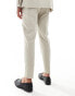 ASOS DESIGN tapered suit trousers in textured fabric in stone