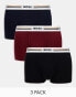 Boss Bodywear revive 3 pack trunks in black, blue and red