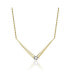 Фото #1 товара 14k Gold Plated with Emerald Cubic Zirconia Solitaire Chevron Layering Necklace in Sterling Silver