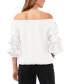 Фото #2 товара Women's Off The Shoulder Bubble Sleeve Tie Front Blouse