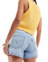 Фото #2 товара Levi's high waist mom contrast stitch denim shorts in light blue