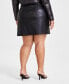 Trendy Plus Size Faux-Leather Zip-Pocket Mini Skirt, Created for Macy's Черный, 24W - фото #2