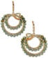 Gold-Tone Green Pave Bow Beaded Orbital Earrings