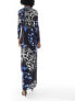 Фото #7 товара Vero Moda Tall long sleeved lettuce edge mesh maxi dress in blue abstract butterfly print