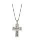 Фото #2 товара Chisel brushed and Laser cut Black IP-plated Cross Pendant Box Chain Necklace