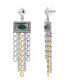 Two-Tone Chain Green Stone Earrings