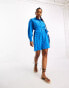 Фото #2 товара Threadbare broderie tie waist shirt dress in blue