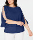 ფოტო #1 პროდუქტის Plus Size Rhinestone-Trim Blouson Top