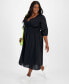 Фото #3 товара Trendy Plus Size Printed Blouson-Sleeve Cotton Midi Dress, Created for Macy's